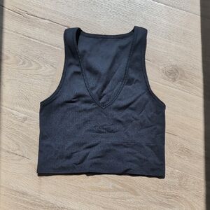 Athleta Aurora Black V-Neck Crop Top